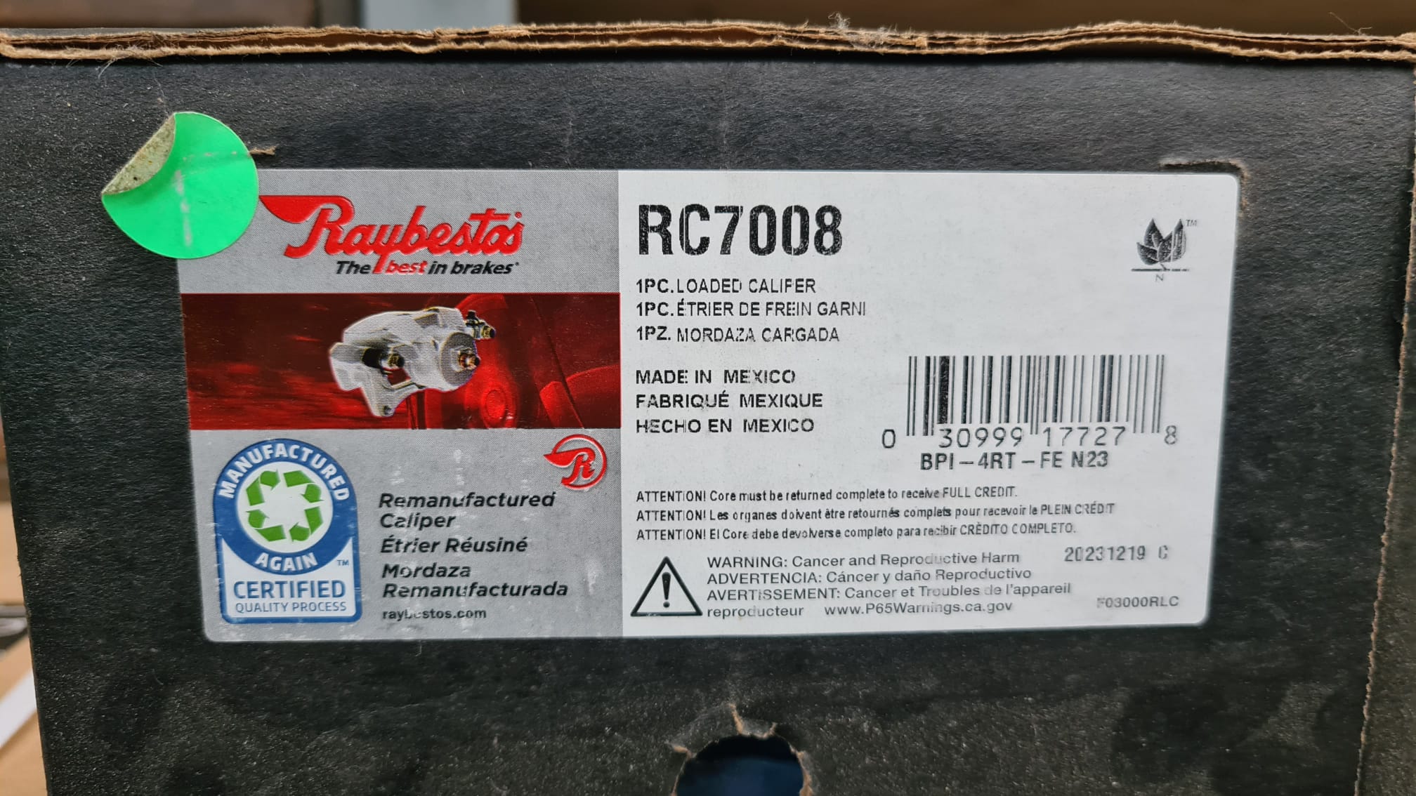 Raybestos R-Line Reman Loaded Caliper &amp; Bracket Assy
