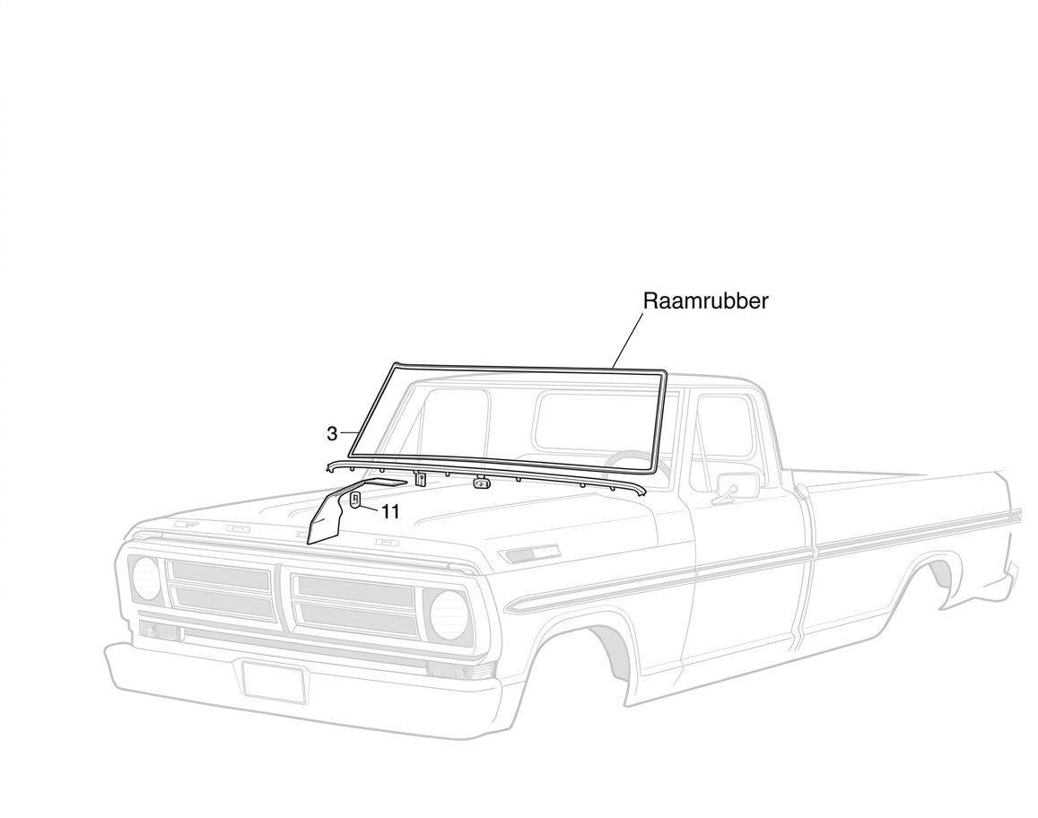 Ford F Series 1967-1972 Custom Windshield Rubber 49-9233