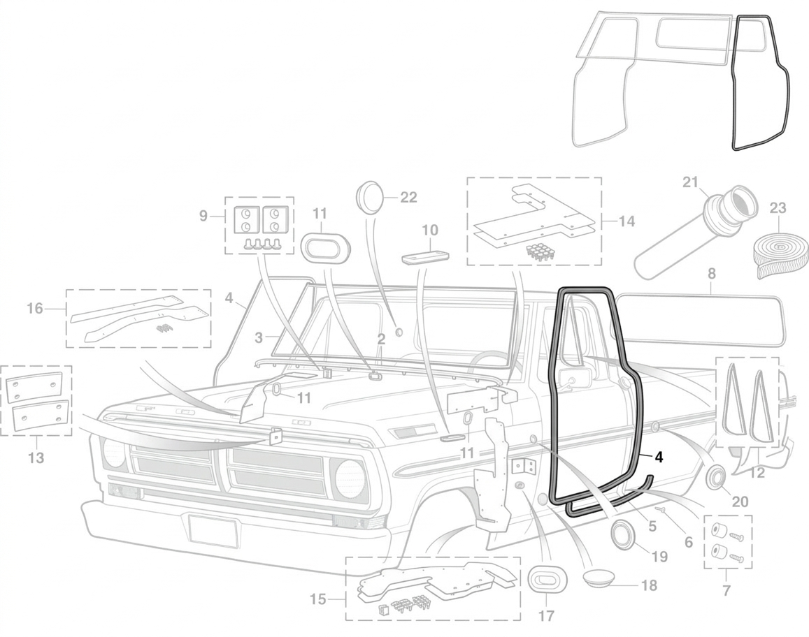 Ford F Series 1967-1972 Door Weatherstrip Set  49-9336