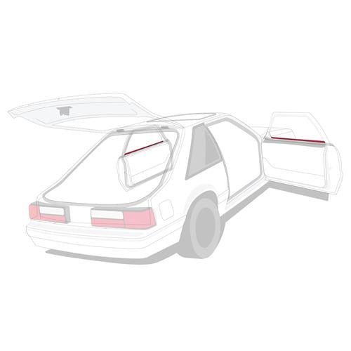 Ford Mustang Foxbody 1987–1993 hardtop & early ’88 cabrio buitenste deur-beltline W/S E8ZZ-6121452